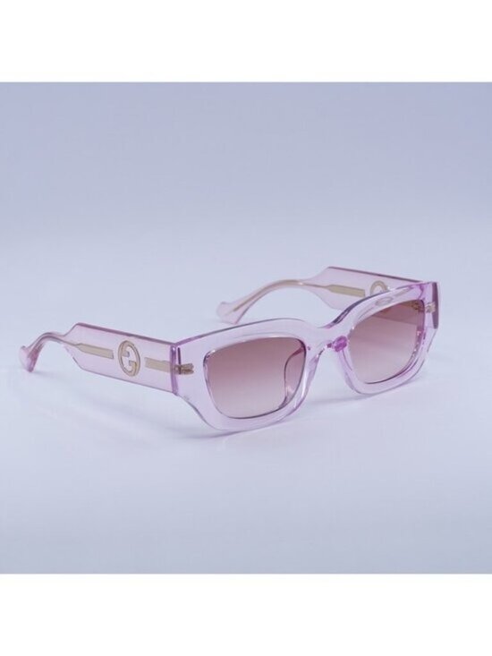 Gucci GG1558SK 003 Sunglasses Pink Rectangle Frame, Burgundy Lenses main image 8